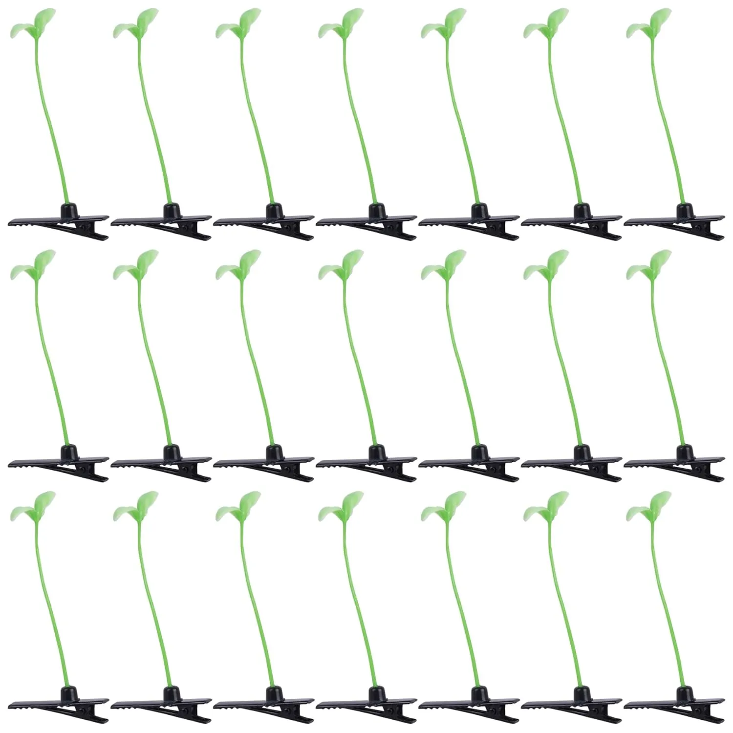 Framendino, 50 Pack Bean Sprout Clips Little Grass for Women Girls Home Party Accessories (Light Green)