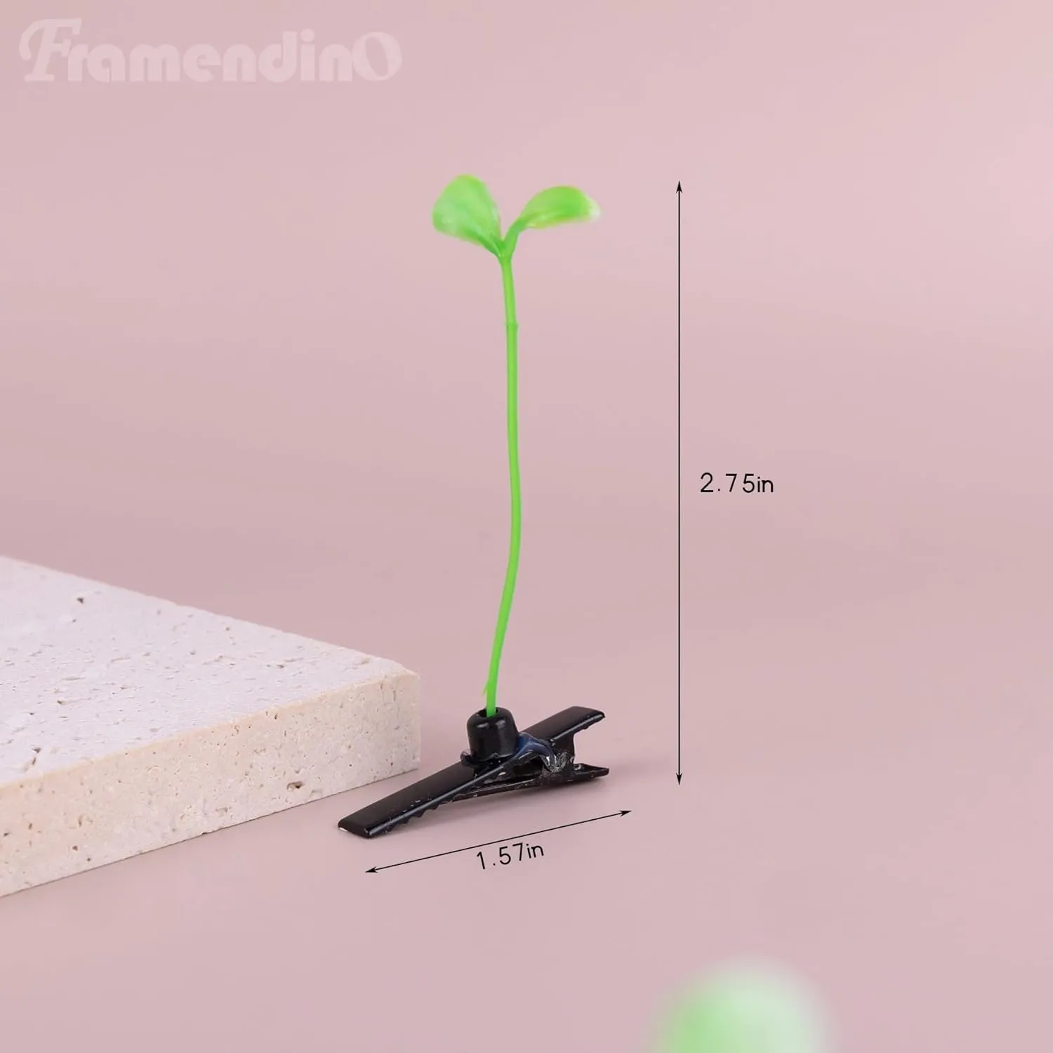 Framendino, 50 Pack Bean Sprout Clips Little Grass for Women Girls Home Party Accessories (Light Green)