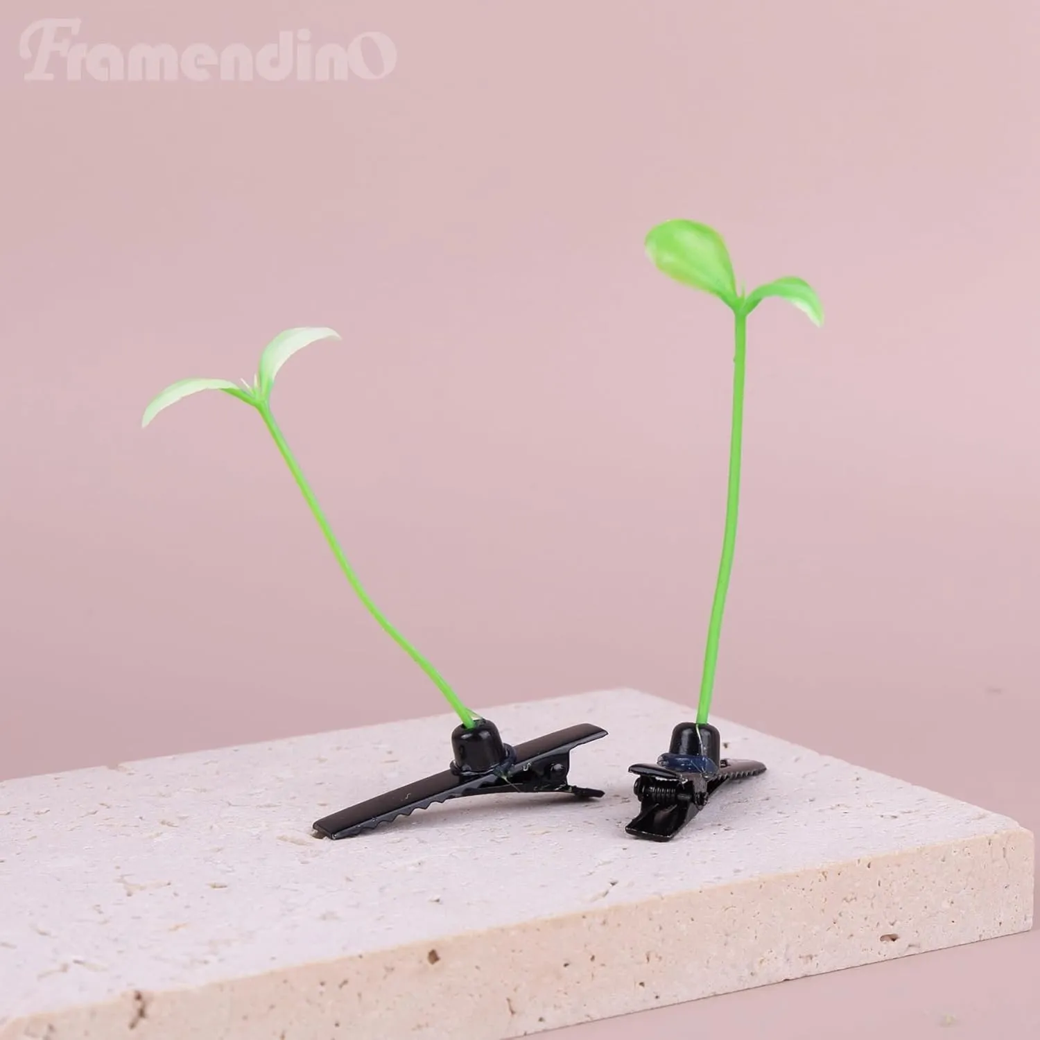 Framendino, 50 Pack Bean Sprout Clips Little Grass for Women Girls Home Party Accessories (Light Green)