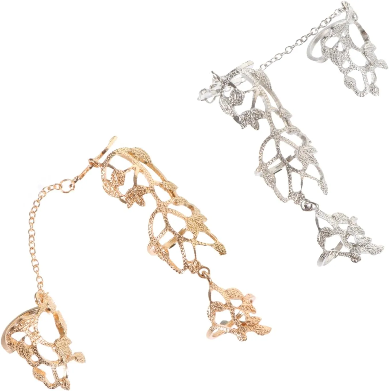 FRCOLOR Elegant Flower Chain Ring Set Punk Finger Rings Adjustable Decorative Male Jewelry