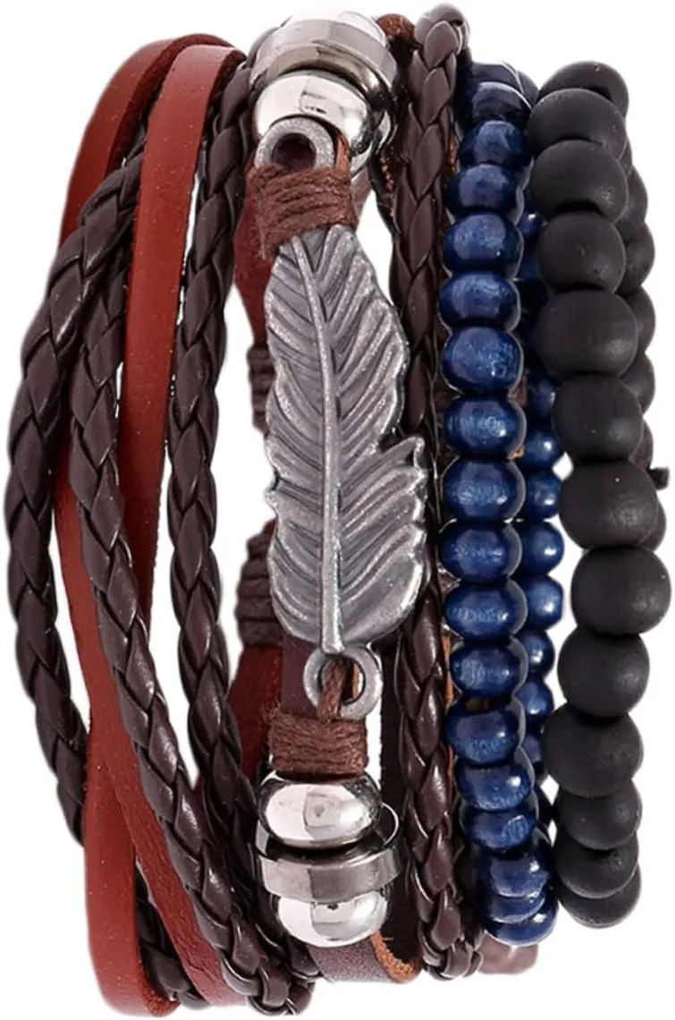 FRCOLOR Elegant Women Leather Bracelet Hand Woven Bracelet Set Simple Jewelry for Women Trendy Wrist Chain