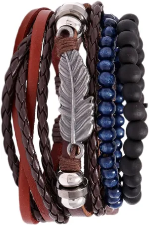 FRCOLOR Elegant Women Leather Bracelet Hand Woven Bracelet Set Simple Jewelry for Women Trendy Wrist Chain