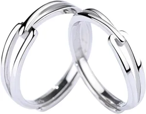 FRCOLOR Fashionable Couples Ring Pair Men's Women's Decorative Ring Silver Love Knot for Couples
