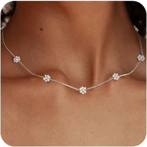 FUNEIA Dainty Pearl Necklace for Women 14K Gold Plated Faux Pearl Choker Necklaces Trendy White Silver Small Pearl Necklace Strand Wedding Prom Bridal Pearls Jewelry 14/16/18/20 Inches