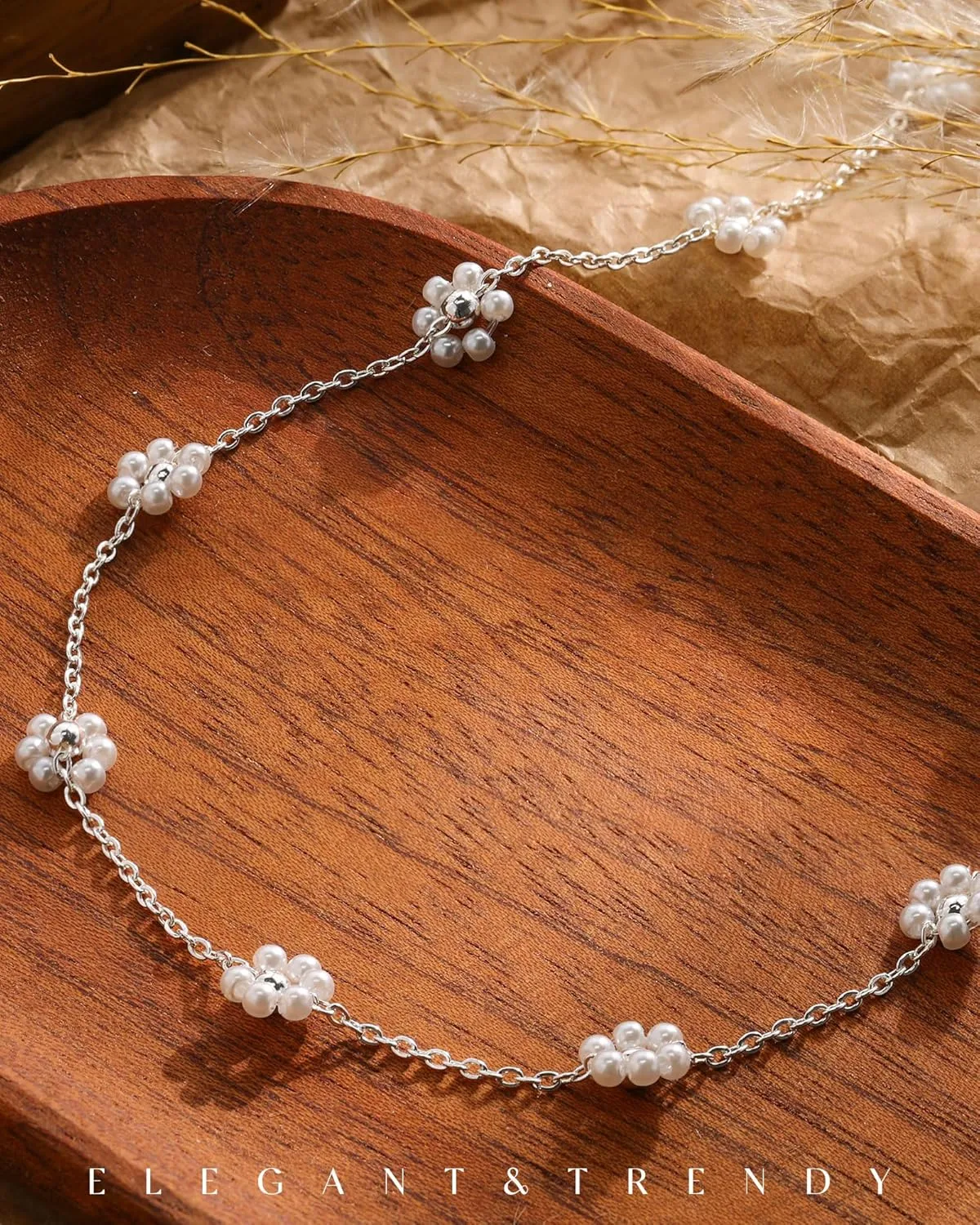 FUNEIA Dainty Pearl Necklace for Women 14K Gold Plated Faux Pearl Choker Necklaces Trendy White Silver Small Pearl Necklace Strand Wedding Prom Bridal Pearls Jewelry 14/16/18/20 Inches