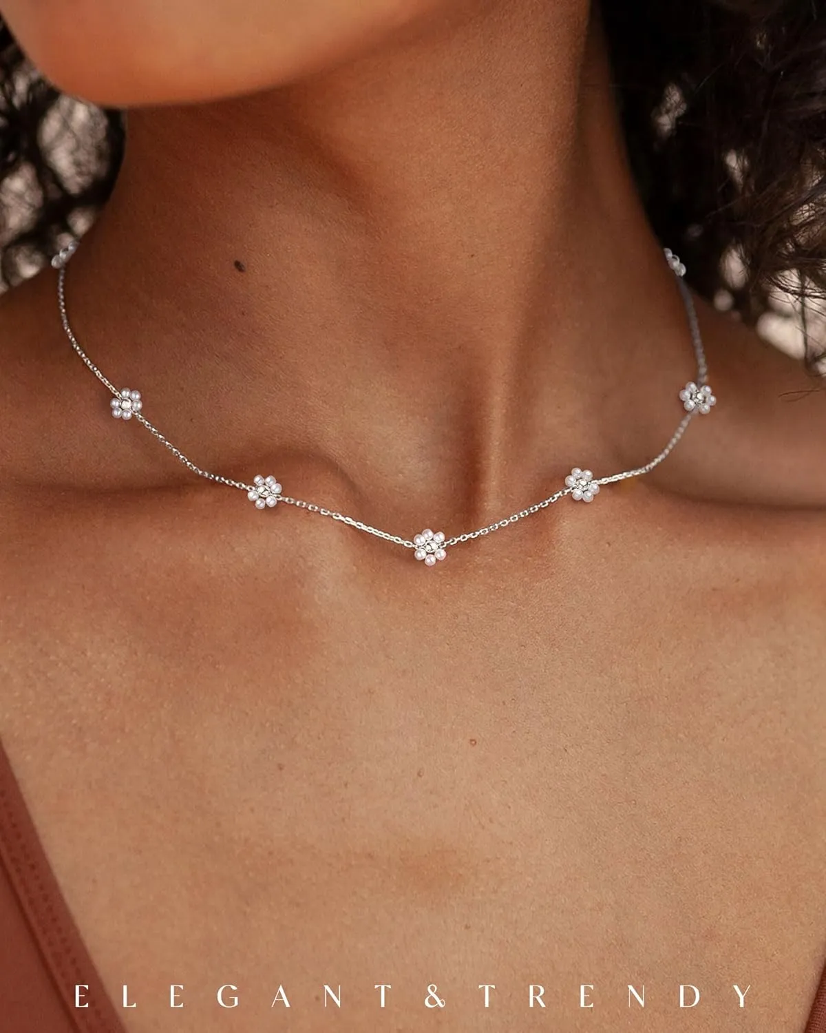 FUNEIA Dainty Pearl Necklace for Women 14K Gold Plated Faux Pearl Choker Necklaces Trendy White Silver Small Pearl Necklace Strand Wedding Prom Bridal Pearls Jewelry 14/16/18/20 Inches
