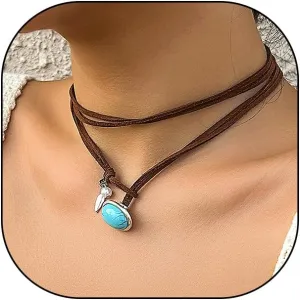 FUTIMELY Brown Suede Turquoise Choker Necklaces for Women, Dainty Unique Velvet Ribbon Bohemian Western Cowgirl Necklaces, Layered Trendy Jewelry Gifts