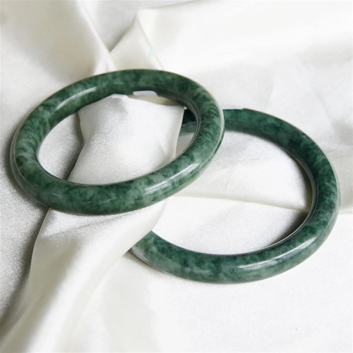 Genuine Green Jade Bangle Bracelet for Women, Natural Jadeite Bangles Jewelry with Certificate (Size : 56mm)