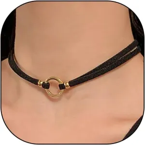 GIGB PBDK Gothic Black Velvet Ribbon Choker Necklaces, Adjustable Layered Gold Circle Charm Choker Necklaces Minimalism Statement Jewelry Gifts for Women