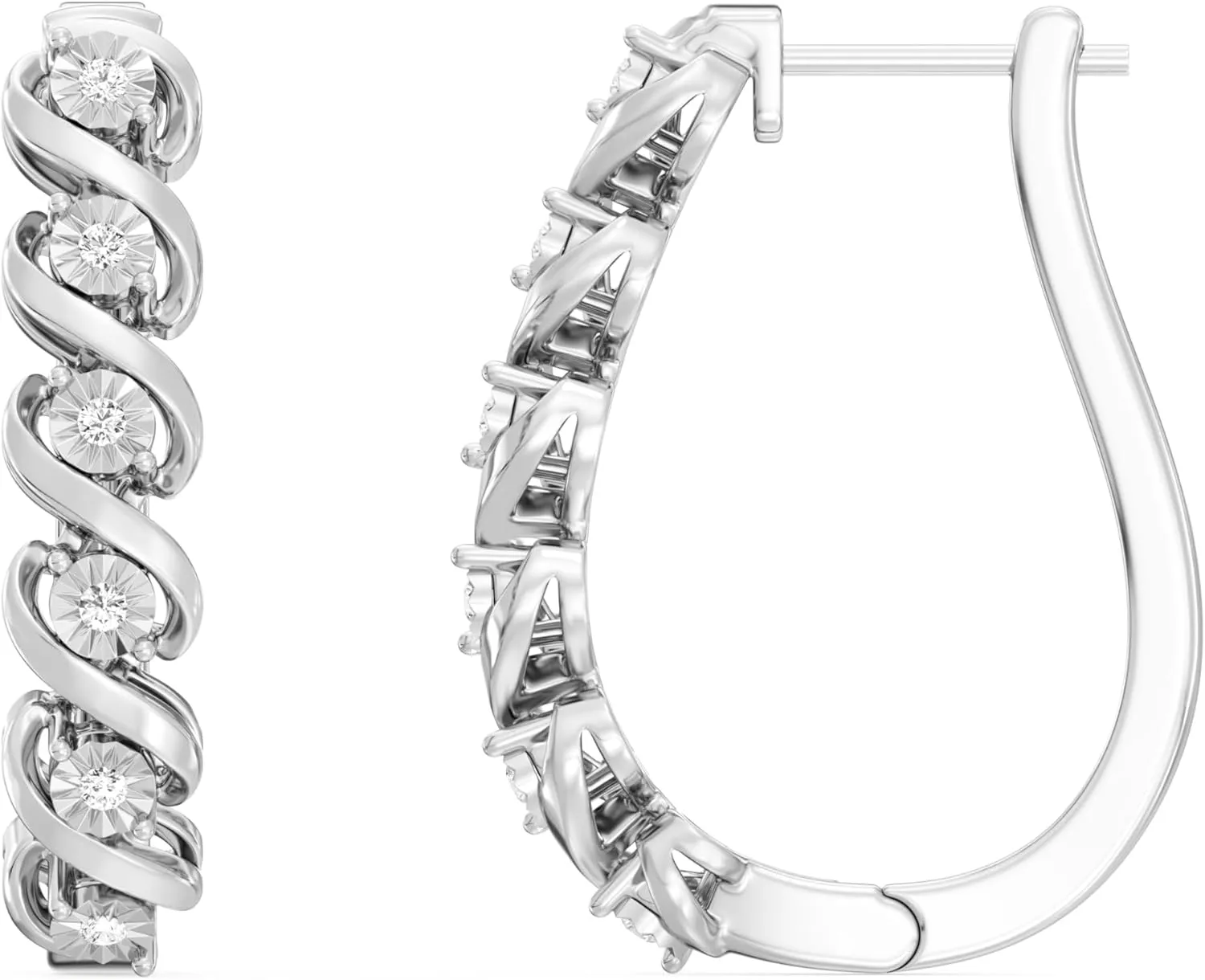 GILDED Lab-Grown Diamond Hoop Earrings for Women, Sterling Silver Hinged Hoops  Elegant Jewelry Gift box included