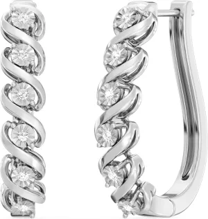 GILDED Lab-Grown Diamond Hoop Earrings for Women, Sterling Silver Hinged Hoops  Elegant Jewelry Gift box included
