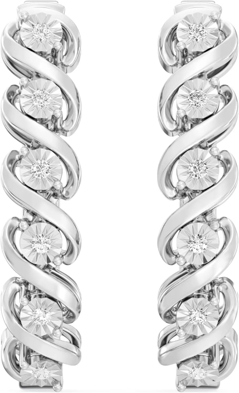 GILDED Lab-Grown Diamond Hoop Earrings for Women, Sterling Silver Hinged Hoops  Elegant Jewelry Gift box included