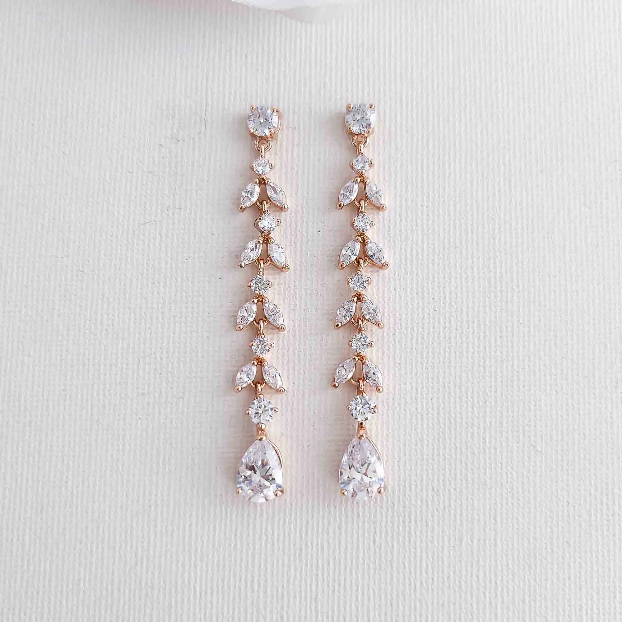 Gold Bridal Jewelry Set with Delicate Earrings and Necklace-Miranda