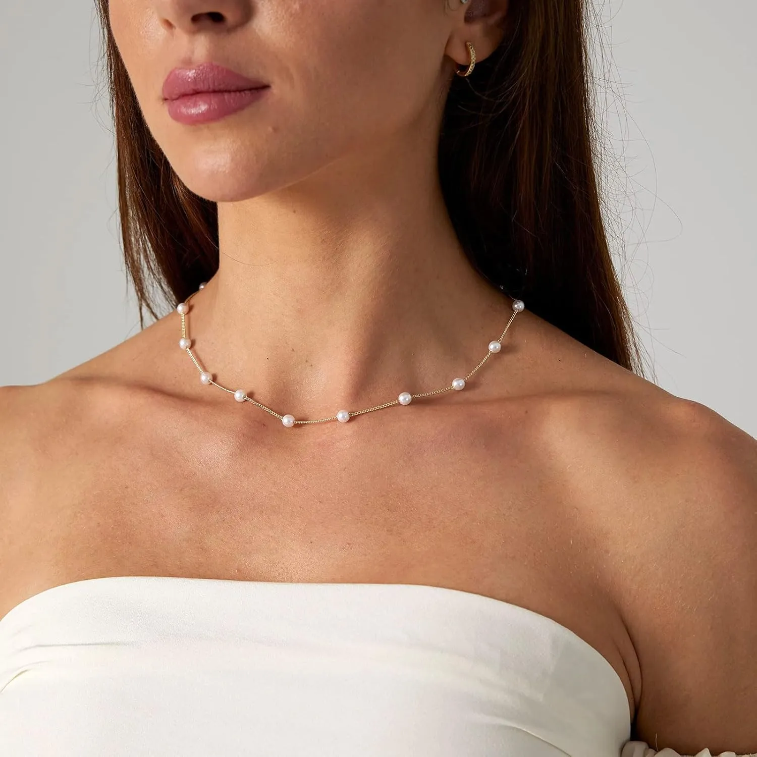 Gold Silver Pearl Necklaces for Women Dainty Pearls Necklace Round Imitation Choker Simple Bridesmaid Wedding Jewelry