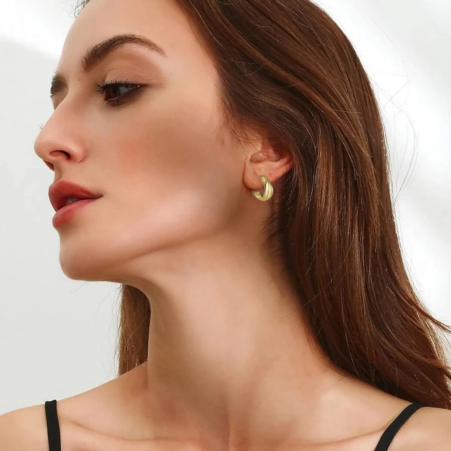 Good Hoop Earring for Womens Geometric Hoop Earrings Chunky Hoop Earrings for Half Hoop Earrings