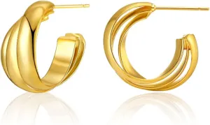 Good Hoop Earring for Womens Geometric Hoop Earrings Chunky Hoop Earrings for Half Hoop Earrings