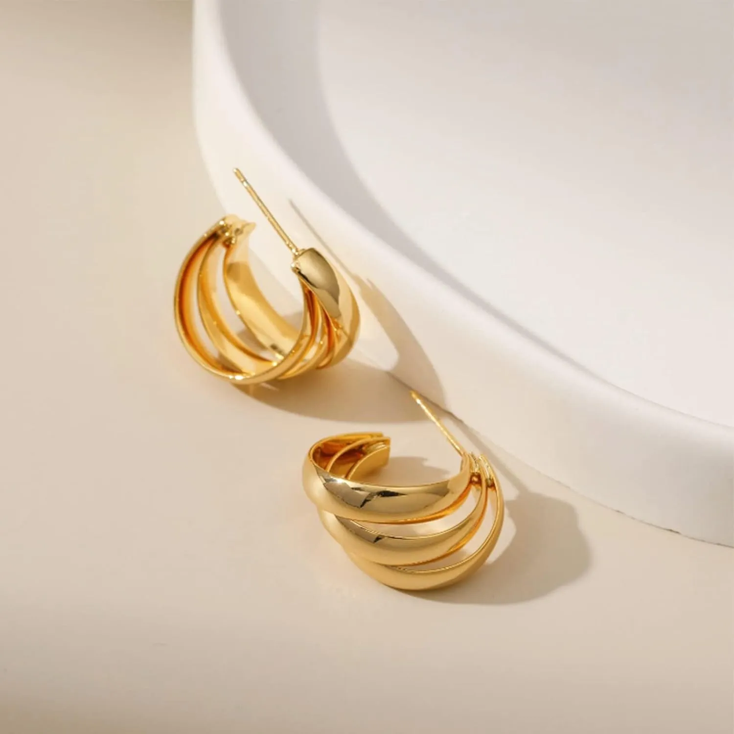 Good Hoop Earring for Womens Geometric Hoop Earrings Chunky Hoop Earrings for Half Hoop Earrings
