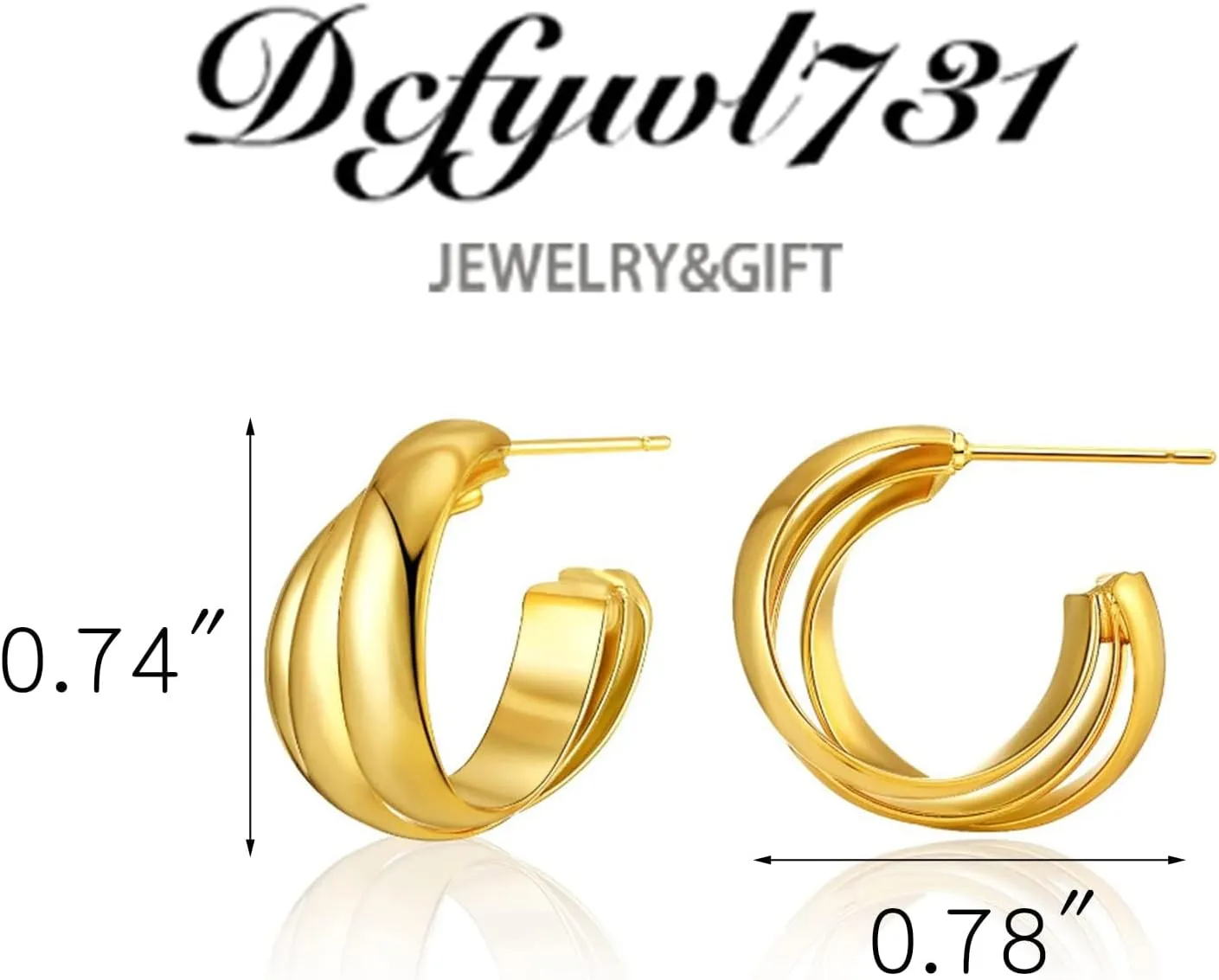 Good Hoop Earring for Womens Geometric Hoop Earrings Chunky Hoop Earrings for Half Hoop Earrings