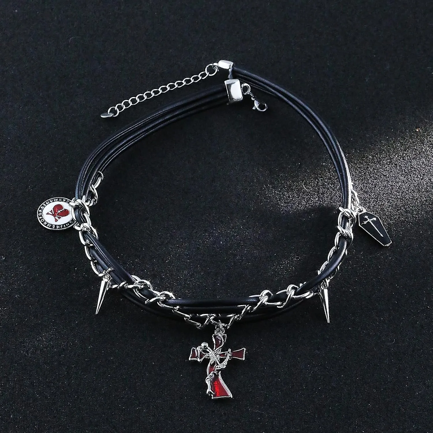 Gothic Punk Necklace Goth Cross Rivet Spider Butterfly Snake Star Choker Necklace Emo Black Beaded Necklace for Women Halloween Jewelry Accessories