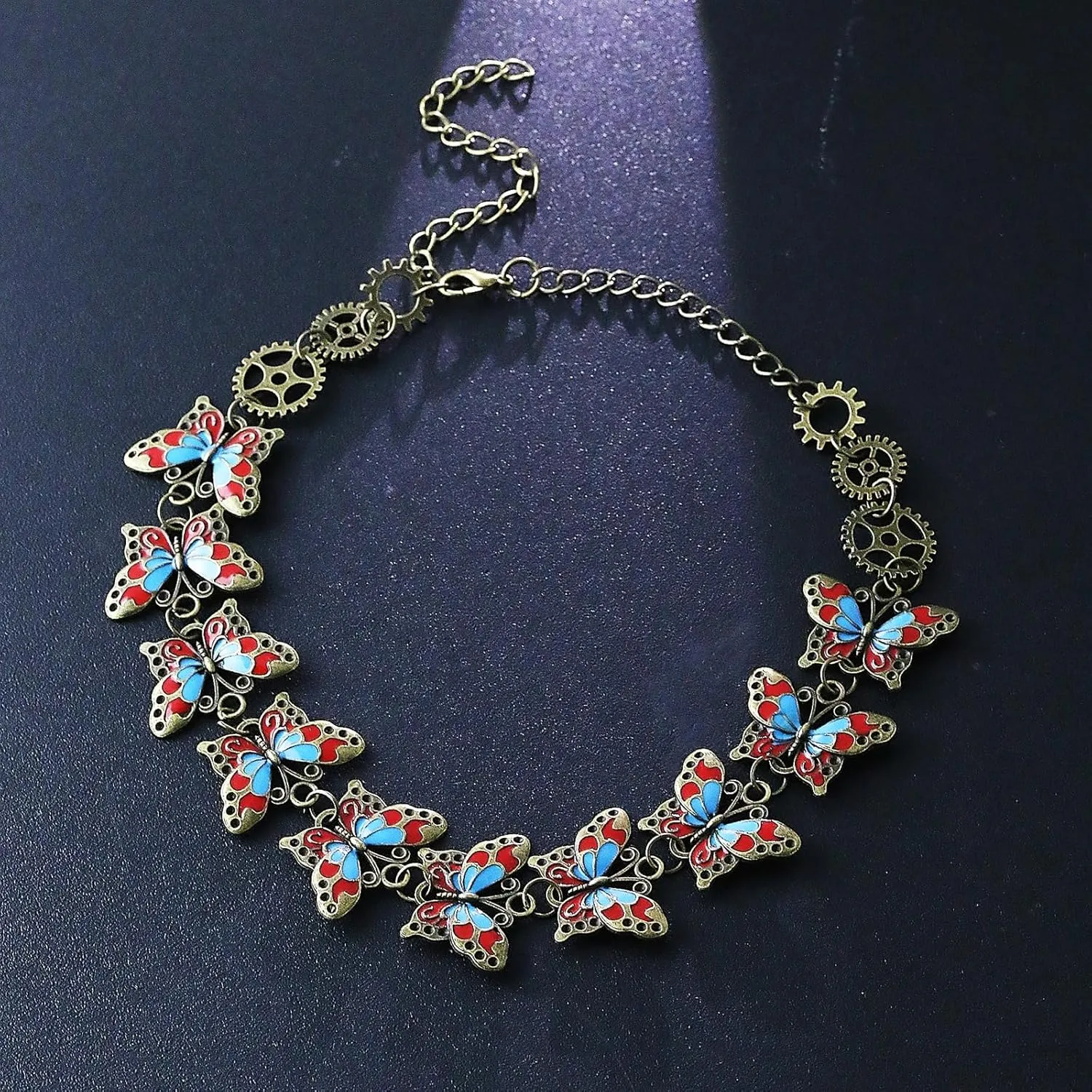 Gothic Punk Necklace Goth Cross Rivet Spider Butterfly Snake Star Choker Necklace Emo Black Beaded Necklace for Women Halloween Jewelry Accessories