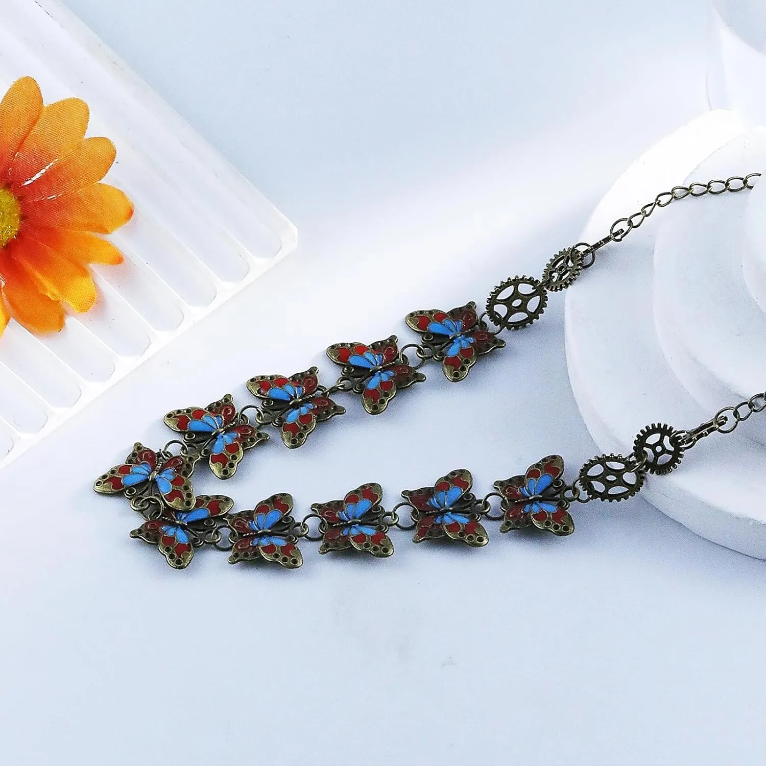 Gothic Punk Necklace Goth Cross Rivet Spider Butterfly Snake Star Choker Necklace Emo Black Beaded Necklace for Women Halloween Jewelry Accessories