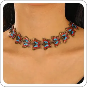 Gothic Punk Necklace Goth Cross Rivet Spider Butterfly Snake Star Choker Necklace Emo Black Beaded Necklace for Women Halloween Jewelry Accessories