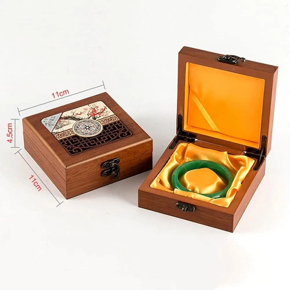 Green Jade Bangle Bracelet for Women Natural Burmese Round Jadeite Bangles Jewellery Box with Certificate Gift for Wife (Size : 62mm)