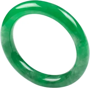 Green Jade Bangle Bracelet for Women Natural Burmese Round Jadeite Bangles Jewellery Box with Certificate Gift for Wife (Size : 62mm)