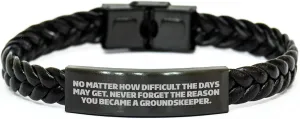 groundskeeper Inspirational Gifts: Durable Interlaced Leather groundskeeper Friendship Wristband for Christmas Memorable Presents from Loved Ones to groundskeepers Who Never Forget Their Reason