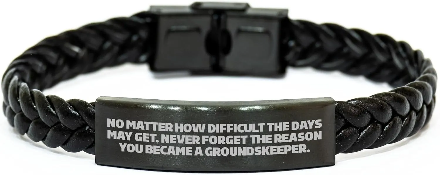groundskeeper Inspirational Gifts: Durable Interlaced Leather groundskeeper Friendship Wristband for Christmas Memorable Presents from Loved Ones to groundskeepers Who Never Forget Their Reason