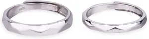 Gualiy Adjustable Rings Sterling Silver, Couple Rings Set Personalized Rings Multi-facted Ring