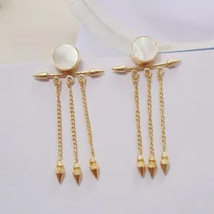 Handmade 18k Gold Vermeil Mother Of Pearl Chandelier Earrings For Women Christmas Gift