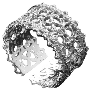 Handmade 925 Sterling Silver Rings For Women Hollow Rings Wide Band Lace Rings Chunky Rings Gothic Crown Ring Open Adjustable Rings Vintage Statement Ring Wrap Finger Rings Fashion Jewelry Gifts