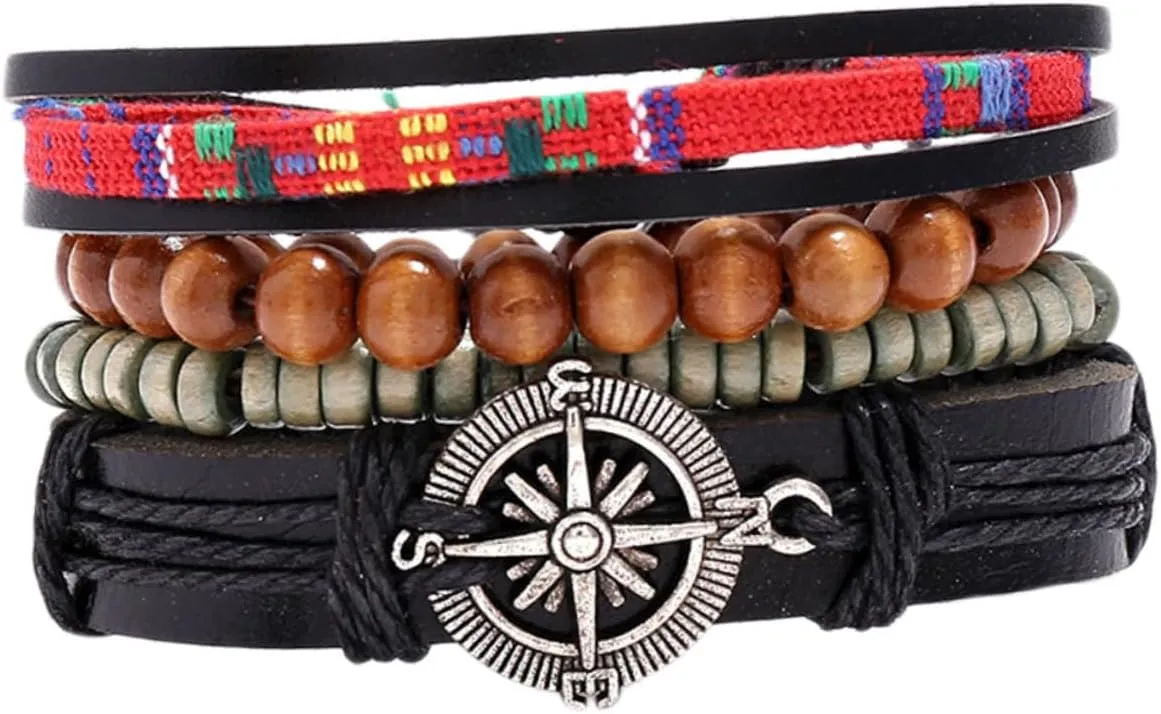 Handmade Leather Woven Bracelet for Men Hip-hop Style Bangle Wrist Jewelry Lightweight Fashion for Guys