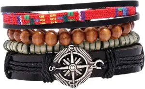 Handmade Leather Woven Bracelet for Men Hip-hop Style Bangle Wrist Jewelry Lightweight Fashion for Guys