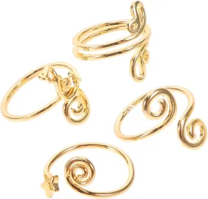 Handmade Toe Rings for Women 4pcs Set Adjustable Open Toe Ring with Zircon Foot Jewelry for Summer