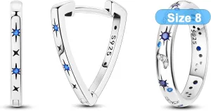 Hapour Celestial Jewelry Set, Moon Star Hoop Earrings & Ring Size 9 for Women & Teen