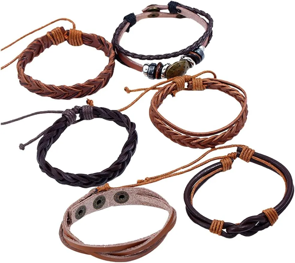 Happyyami Stylish and Cool Diy Vintage Woven Leather Bracelet Comfortable Adjustable Wrist Chain