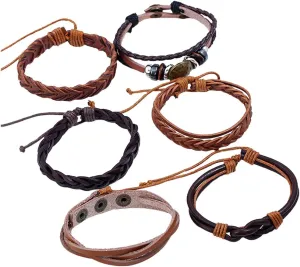 Happyyami Stylish and Cool Diy Vintage Woven Leather Bracelet Comfortable Adjustable Wrist Chain