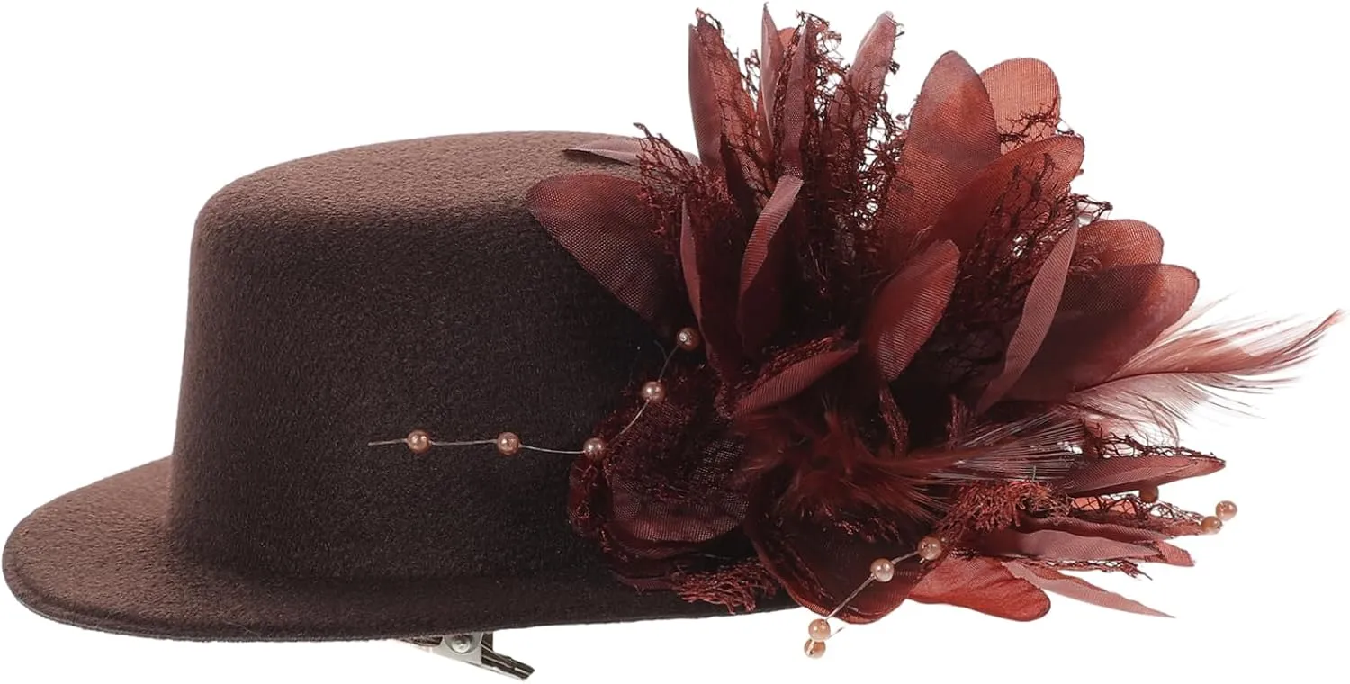 Hat Hair Clip Dad Cap Visor Pirate Bow Hair Clips Party Hat Hair Accessory for Women Cream Hair Barrettes for Women Halloween Hair Clip Beige Lace Headwear Frog Caps