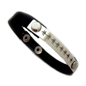 Heartbeat Engraved Leather Bracelet - EKG Bracelet for Men - Leather bracelet - Men's heart beat jewelry - Doctor's Gift