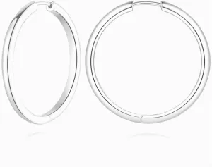Hoop Earrings Sterling Silver Hoop Earrings Huggie Silover Earrings Minimalist Round-Edge Silver Huggie Hoop Earrings Womens Hoop Earrings 30MM*3.5MM