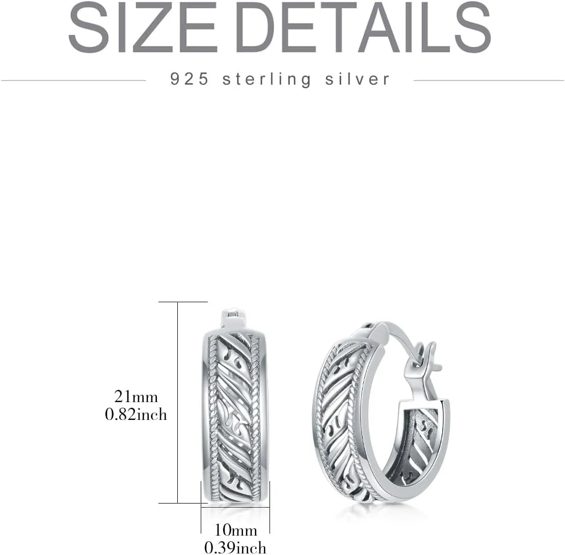Huggie Hoop Earrings for Women s925 Sterling Silver Bali Boho Oxidize Hypoallergenic Earrings Jewelry Gifts