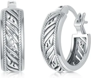 Huggie Hoop Earrings for Women s925 Sterling Silver Bali Boho Oxidize Hypoallergenic Earrings Jewelry Gifts