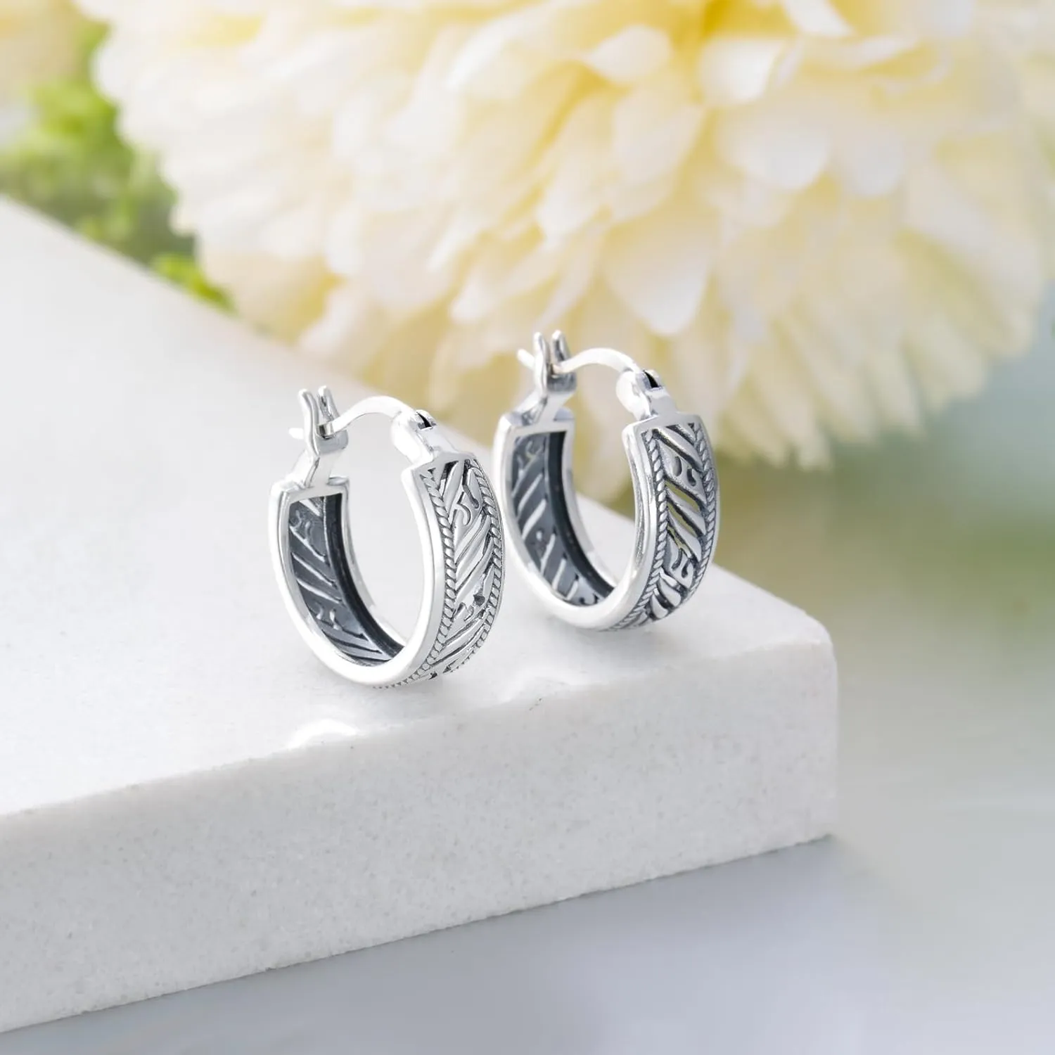 Huggie Hoop Earrings for Women s925 Sterling Silver Bali Boho Oxidize Hypoallergenic Earrings Jewelry Gifts