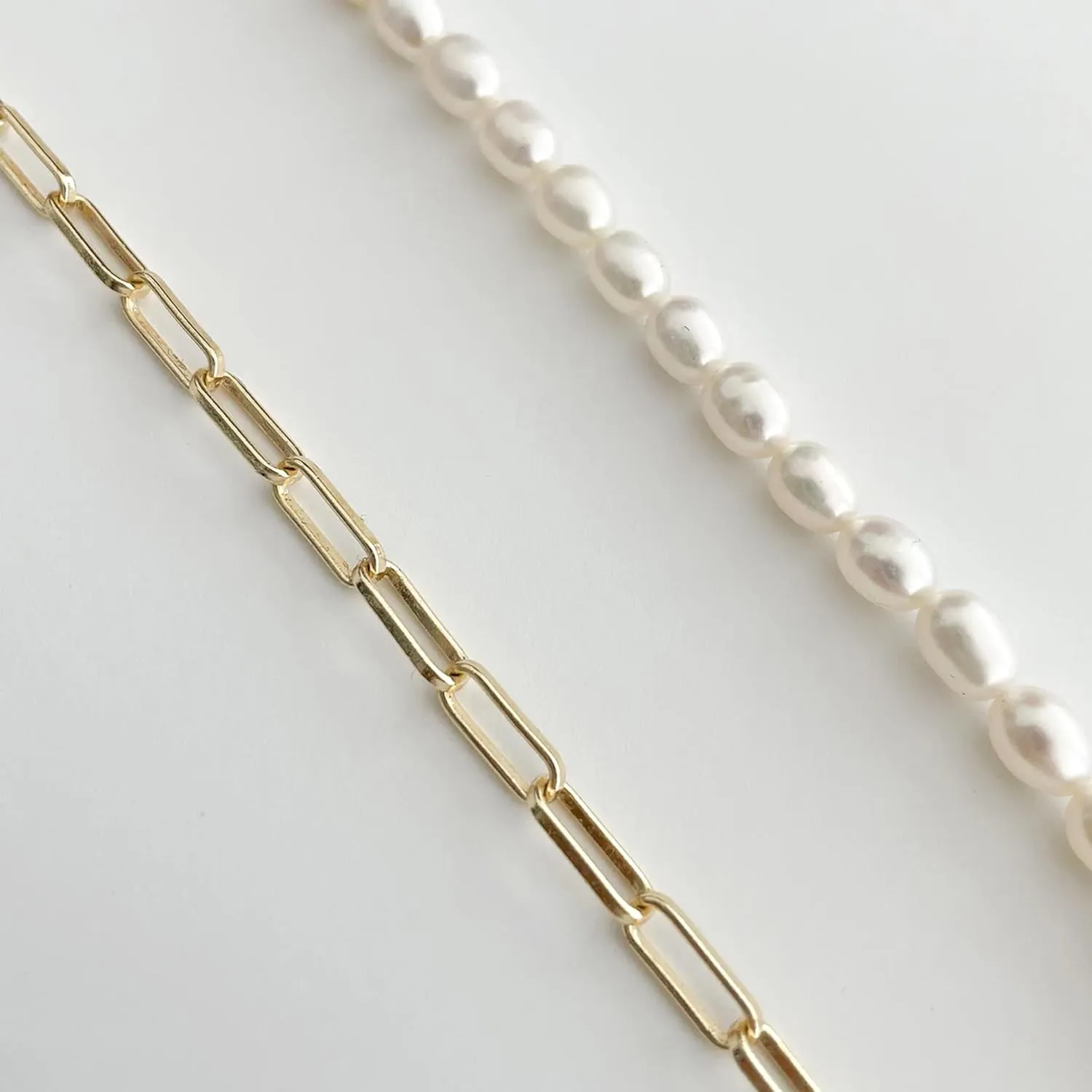 Initial Necklaces for Women 14k Gold Paperclip Chain Necklace Handmade Pearl Letter Charm A-Z Pendant Necklace Gold Jewelry for Women Trendy