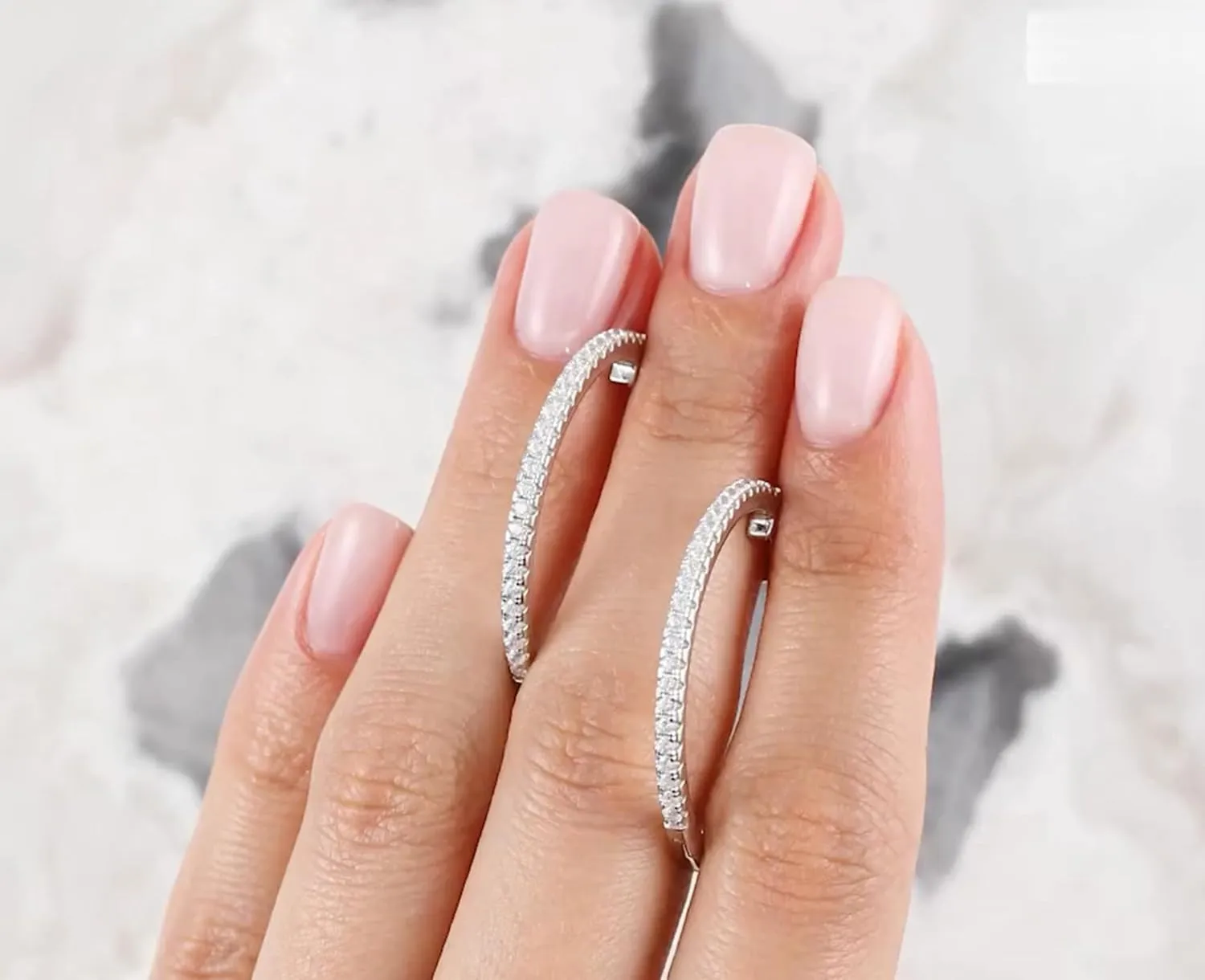 Inside out Diamond (0.87ct) Hoop Earring, Large 30MM Hoop Earrings, Diamond Huggie Hoop Earring, 14K Solid Gold Hoop Earrings, Gift For Her.