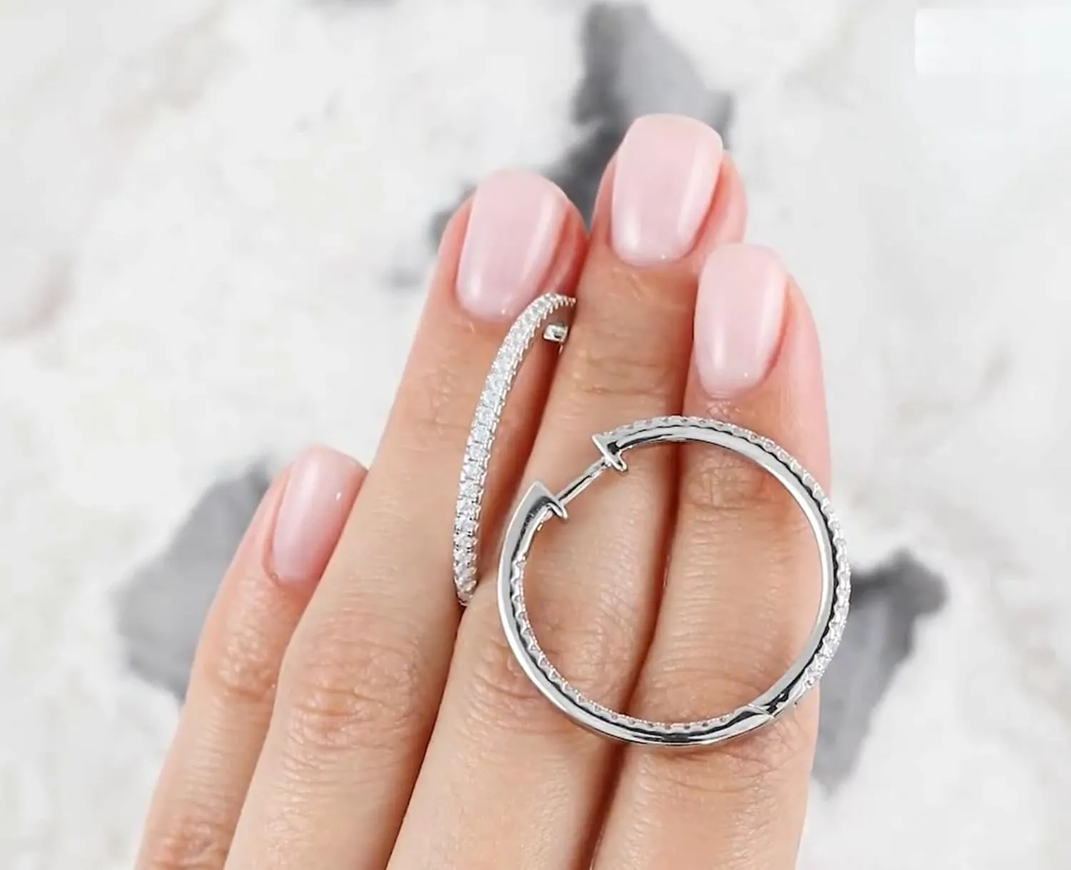 Inside out Diamond (0.87ct) Hoop Earring, Large 30MM Hoop Earrings, Diamond Huggie Hoop Earring, 14K Solid Gold Hoop Earrings, Gift For Her.