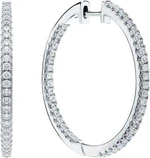 Inside out Diamond (0.87ct) Hoop Earring, Large 30MM Hoop Earrings, Diamond Huggie Hoop Earring, 14K Solid Gold Hoop Earrings, Gift For Her.