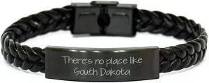 Inspiring There's No Place Like South Dakota Interlaced Leather Friendship Gifts for Birthday Lovers from Friends